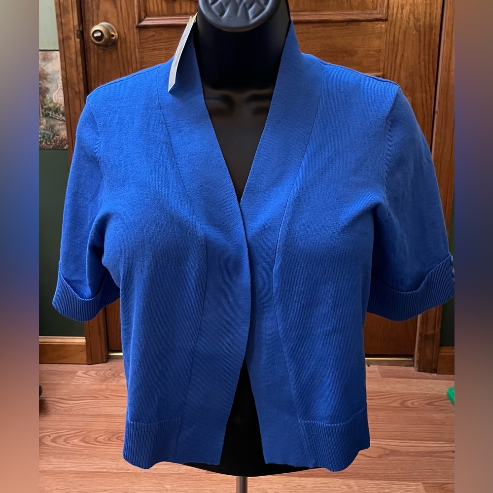 Covington Bright Blue Knit Cardigan size L petite